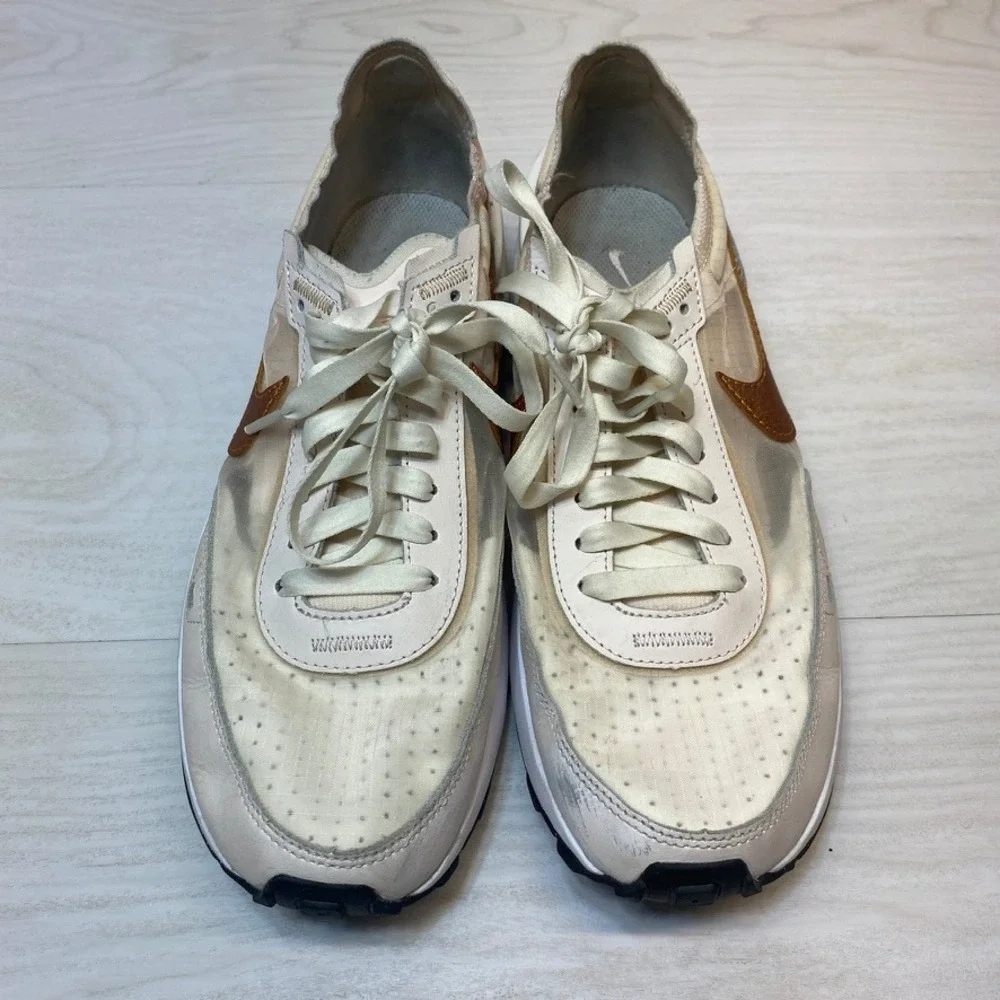 Nike Womens 10 Waffle One Sneakers Running Shoes Cream Copper FB1298-600 Mesh
